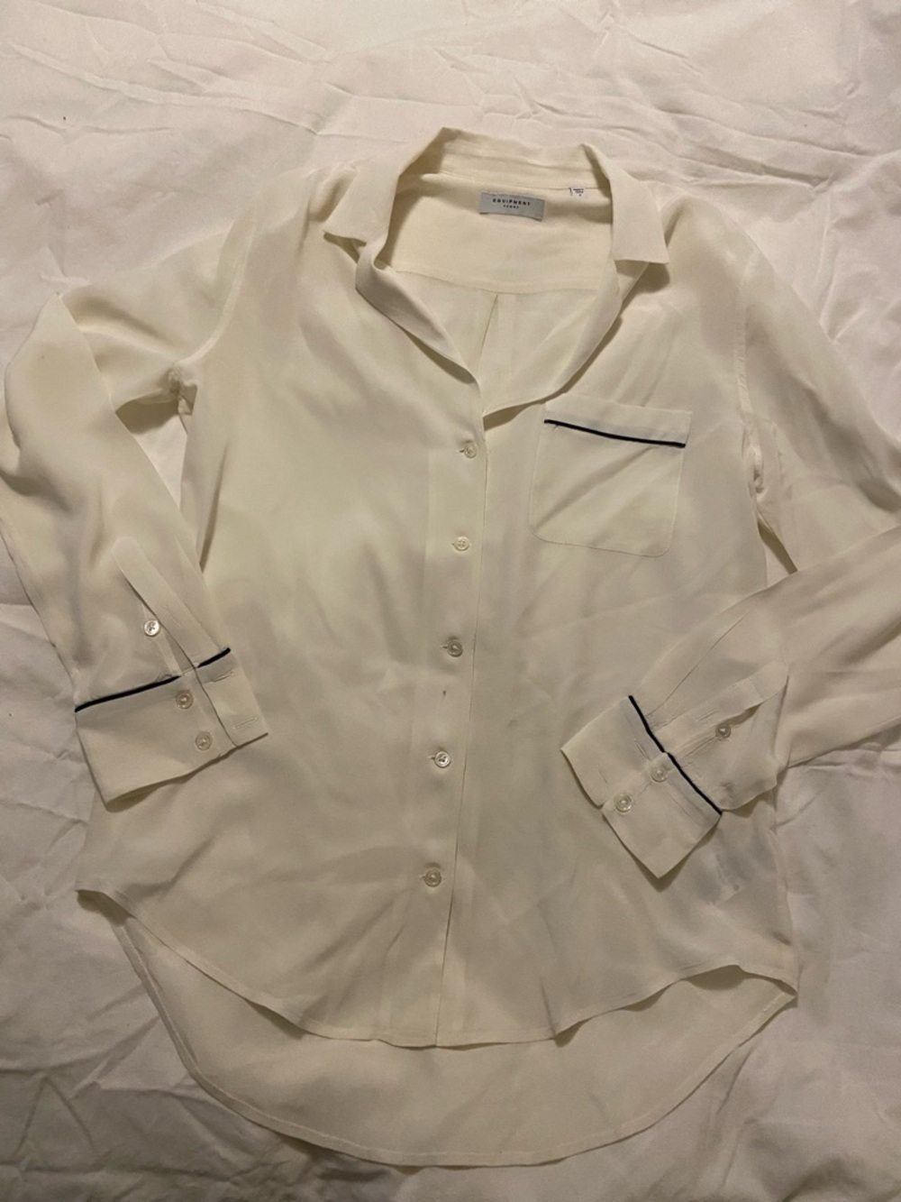 Equipment silk pajama style button top